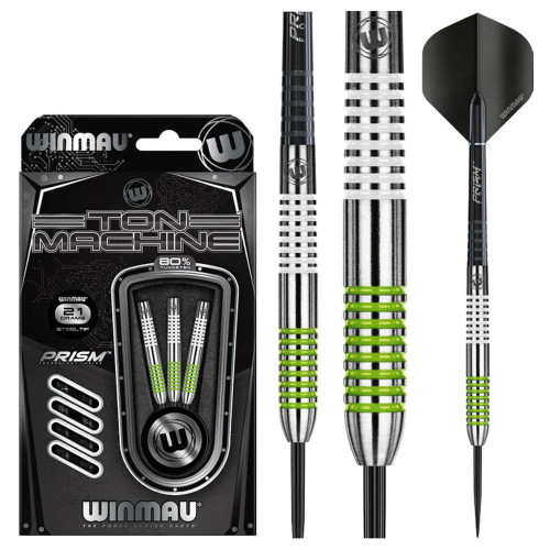Winmau Ton Machine Yeşil & Beyaz 80% Tungsten Çelik Uçlu Dart Oku