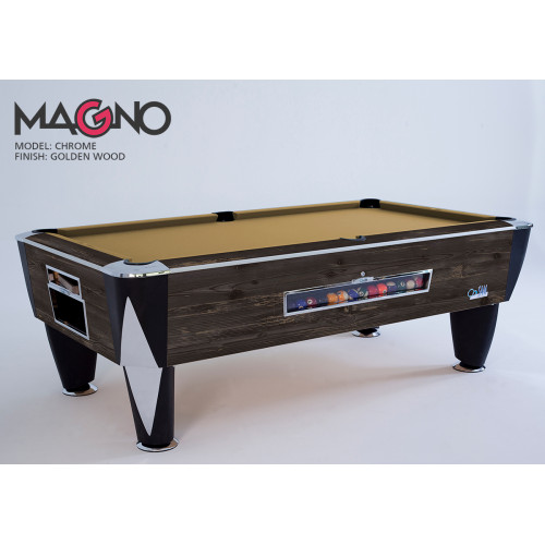 SAM Magno Otomatik Amerikan Bilardo Masası - Golden Wood & Chrome SAM Magno Otomatik Amerikan Bilardo Masası - Golden Wood & Chrome