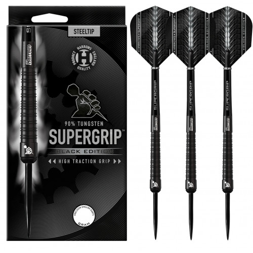 Harrows Supergrip Black Edition 90% Tungsten Çelik Uçlu Dart Oku